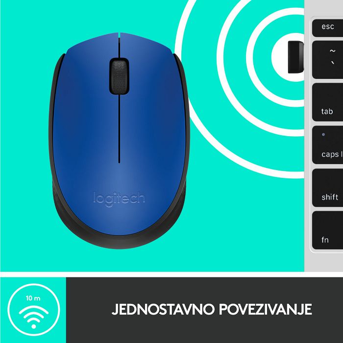Miš LOGITECH M171, optički, bežični, plavi