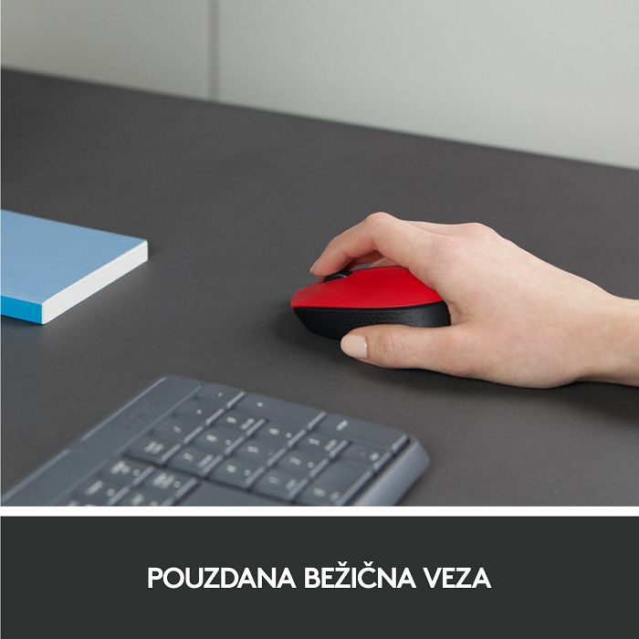 Miš LOGITECH M171, optički, bežični, crveni