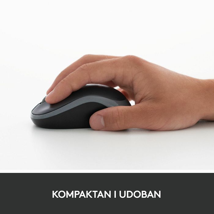 Miš LOGITECH M185, optički, bežični, 1000dpi, crno-crveni