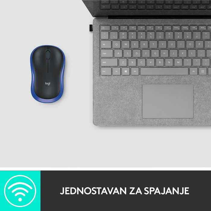 Miš LOGITECH M185, optički, bežični, 1000dpi, crno-plavi