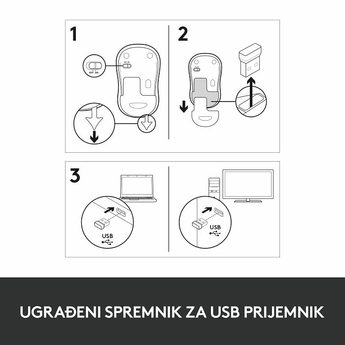Miš LOGITECH M185, optički, bežični, 1000dpi, crno-sivi