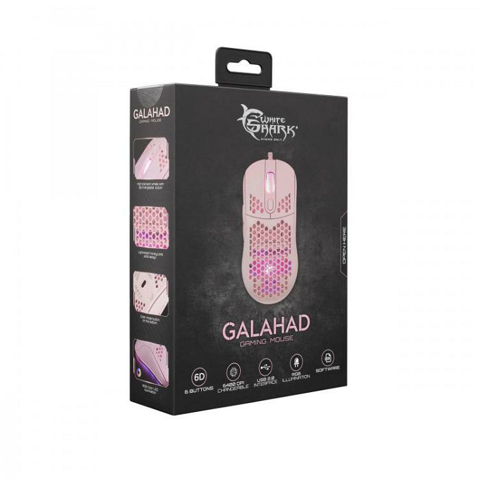 WHITE SHARK RGB gaming miš GALAHAD rozi 6400dpi