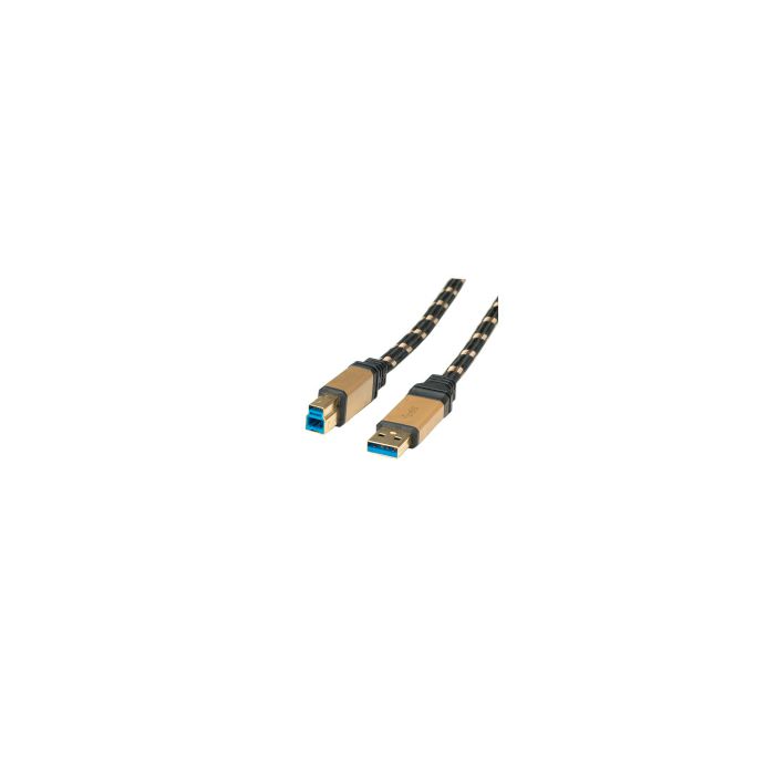 Roline GOLD USB3.0 kabel TIP A/B M/M, 3.0m, crno/zlatni