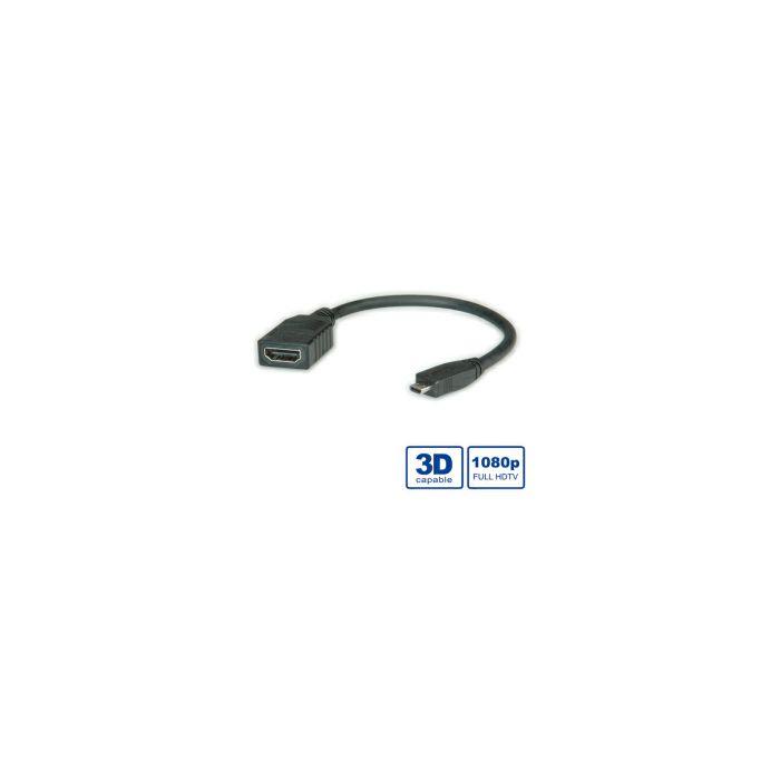 Roline HDMI kabel sa mrežom, TIP A (F) - TIP D (M) (micro), 0.15m