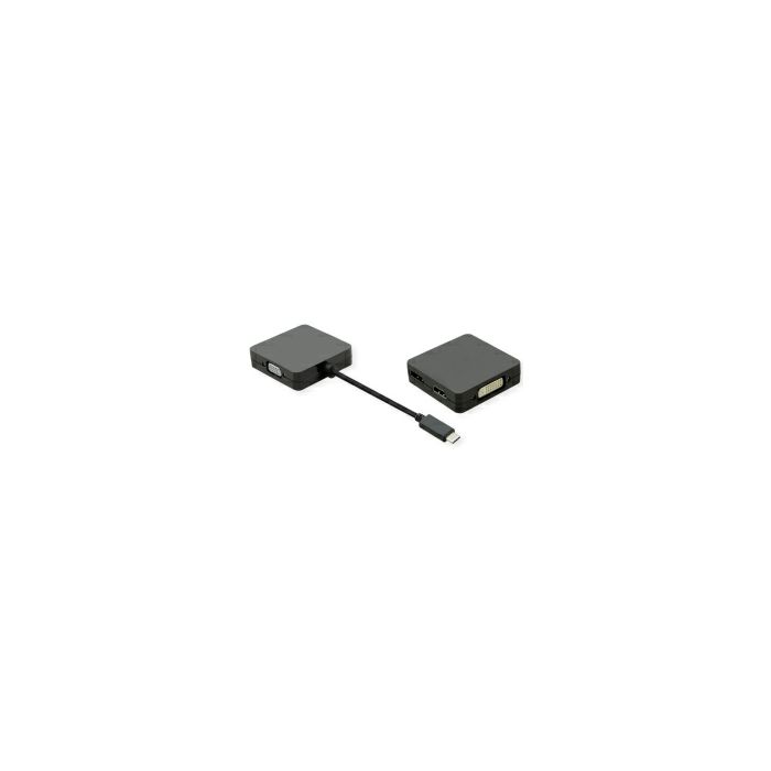 Roline VALUE adapter USB-C - VGA/DVI/HDMI/DP, M/F, 0.1m