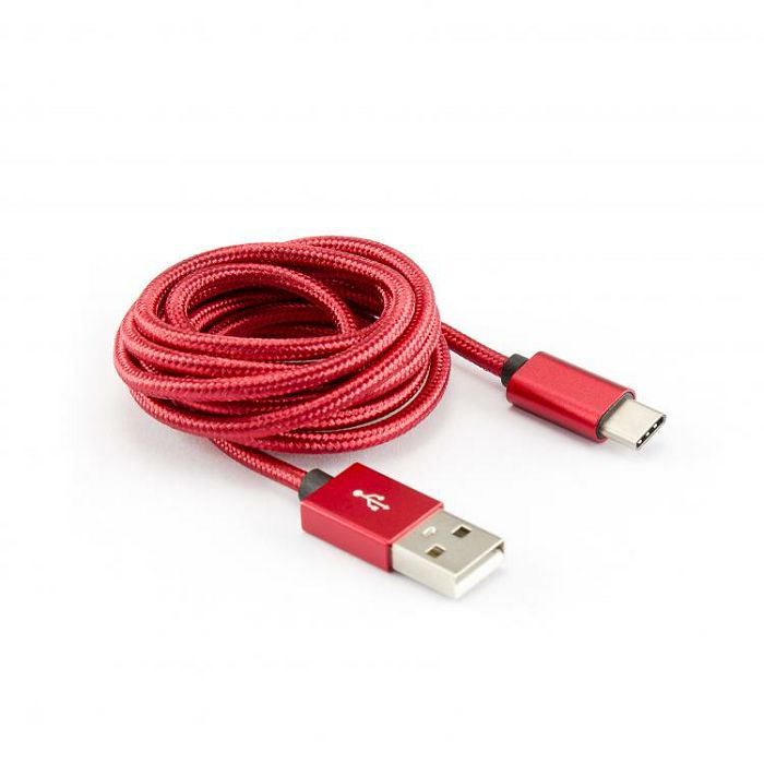 BIT FORCE presvučeni kabel USB A-USB C M/M 1,5m crveni