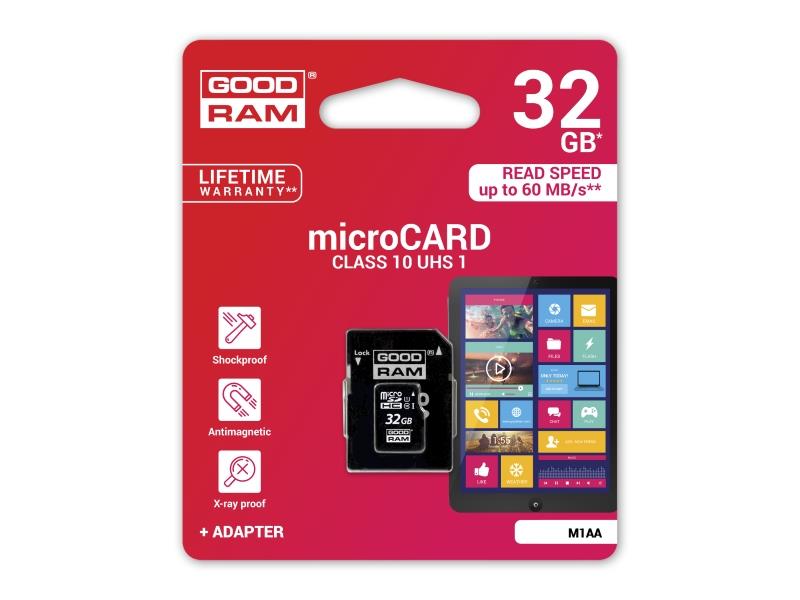Memorijska kartica GoodRam microSD 32GB + ad. cl.10 UHS1 R60 - AKCIJA - 02010085