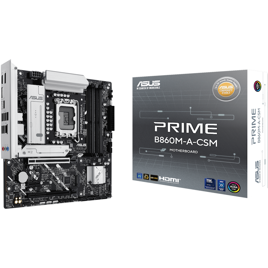 ASUS PRIME B860M-A-CSM LGA1851 mATX osnovna ploča - Intel B860, 4xDDR5, 2xM.2, 4xSATA, 2.5Gb LAN, 2xDP, 1xHDMI, Aura Sync - 90MB1K00-M0EAYC-A