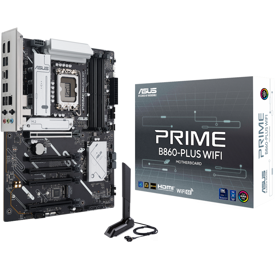 ASUS PRIME B860-PLUS WIFI LGA1851 ATX osnovna ploča - Intel B860, 4xDDR5, 2xM.2, 4xSATA, 2.5Gb LAN, WiFi 6E, BT, 1xDP, 1xHDMI, Aura Sync - 90MB1K50-M0EAY0-A
