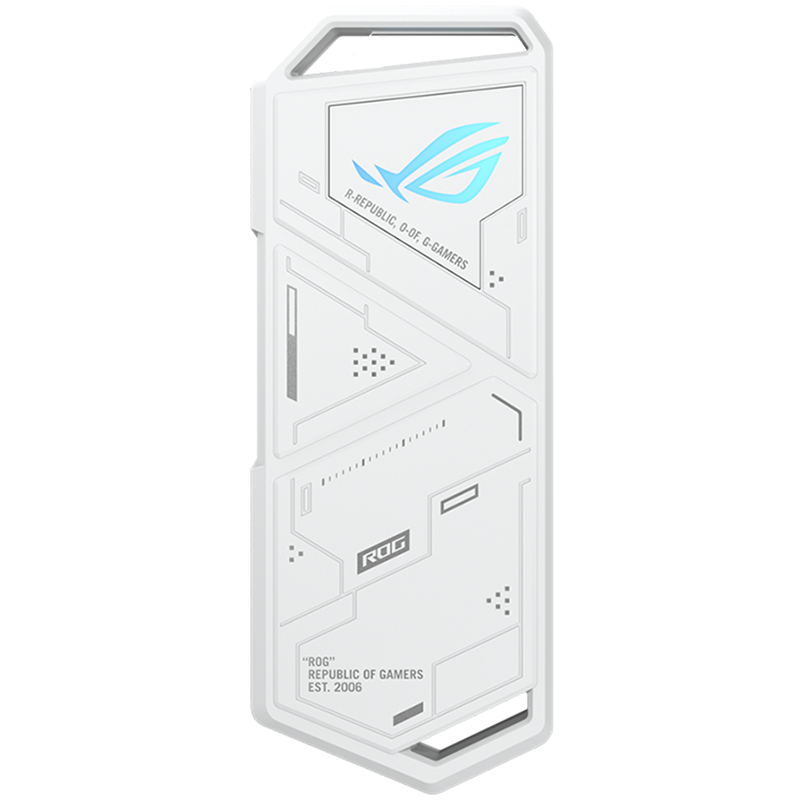 ASUS ROG Strix Arion White M.2 NVMe SSD zunanje ohišje - USB 3.2 Gen 2x1 Type-C (10 Gbps), priložen kabel USB-C in USB-A, podpora za 2230/2242/2260/2280, Aura Sync, bel - 90DD02H1-B09000-A