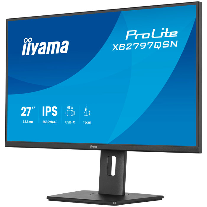 27" IPS-panel, 2560x1440, EyeComfort, 15cm Height Adj. Stand, USB-C Dock (LAN/65W PD/DP-OUT) 1ms, 350cd/m2, Speakers, USB-C, HDMI, DisplayPort, USB HUB (2x3.2+2xC)