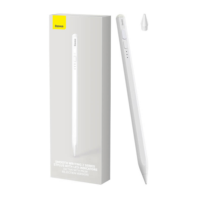 Smooth Writing Stylus with LED Indicators (Active) White