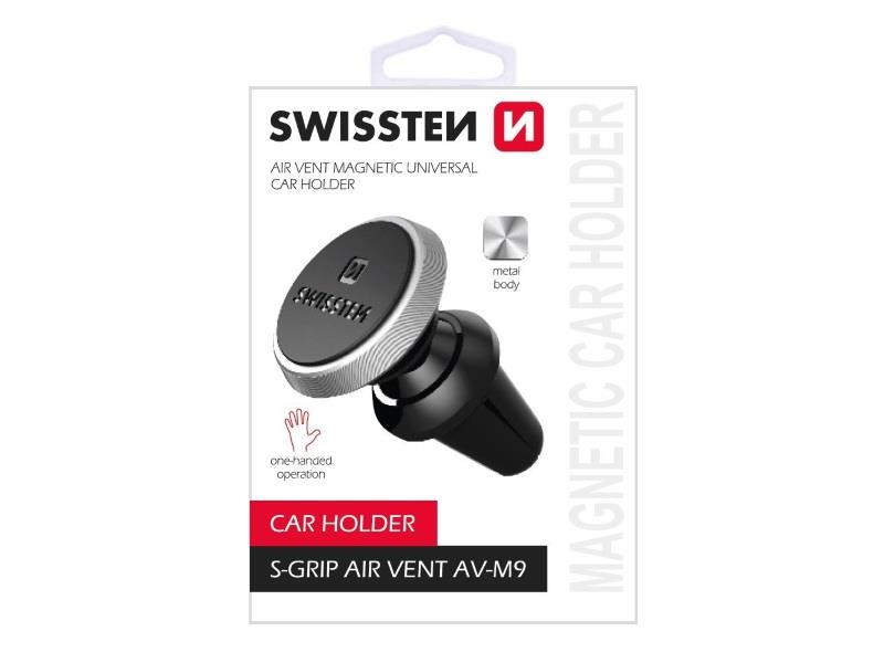 SWISSTEN držač za mobitel, metalni, magnet, za vent S-GRIP AIR VENT AV-M9 crn/sr - 03030027