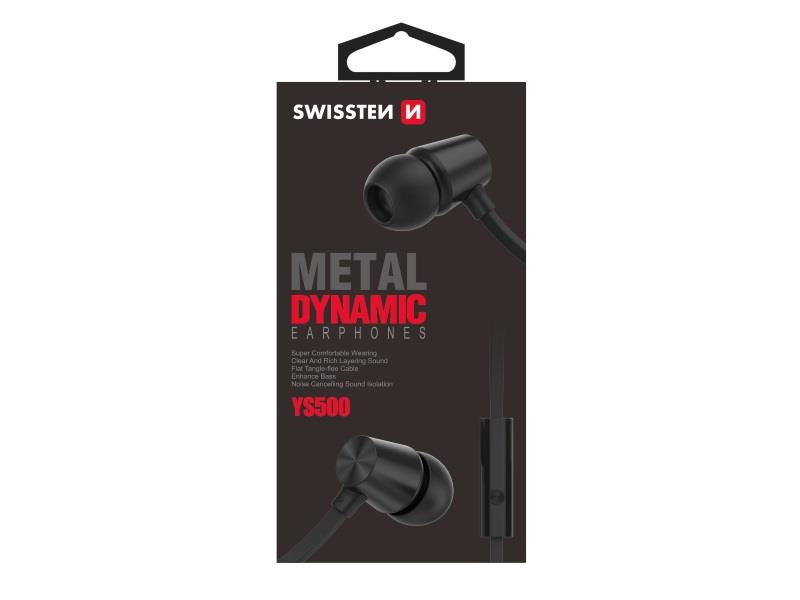 SWISSTEN slušalice + mikrofon, In-ear, metalne, crne DYNAMIC YS500 - 05180060