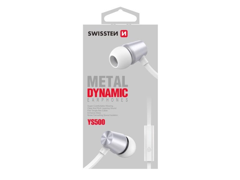 SWISSTEN slušalice + mikrofon, In-ear, metalne, srebrno/bijele DYNAMIC YS500 - 05180062