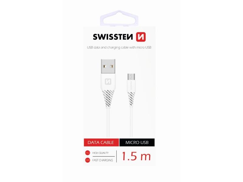 SWISSTEN kabel USB/microUSB, 1.5m, microUSB priključak 6.5mm, bijeli - 03080028