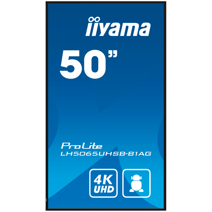 50" 3840x2160, UHD VA, Haze 25%, 800cd/m2, Signal FailOver, SP 2x 10W, HDMI 2x, DisplayPort, USB 2.0 x2, WiFi, LAN, Media Play USB Port, Control LAN / RS232C, iiSignage2 (CMS/DMS), E-Share, Android 11