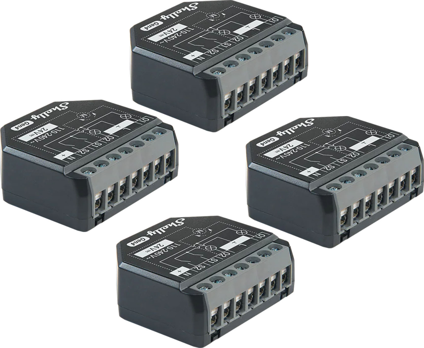 Set of 4 Shelly 2PM Gen4 Zigbee/Matter Controllers