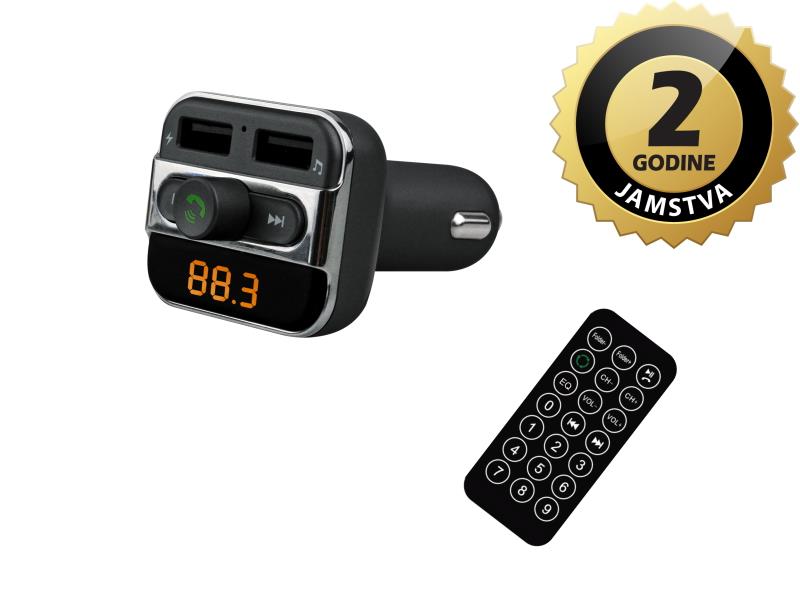 AKAI FM transmiter, USB punjač, BT, HandsFree, microSD, 12-24V, crni FMT-20BT - 05160014