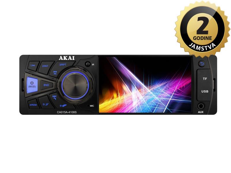 AKAI auto radio, FM, AM, 4" TFT, BT, HandsFree, SD, USB, 4x25W, ISO CA015A-4108S - 05160022
