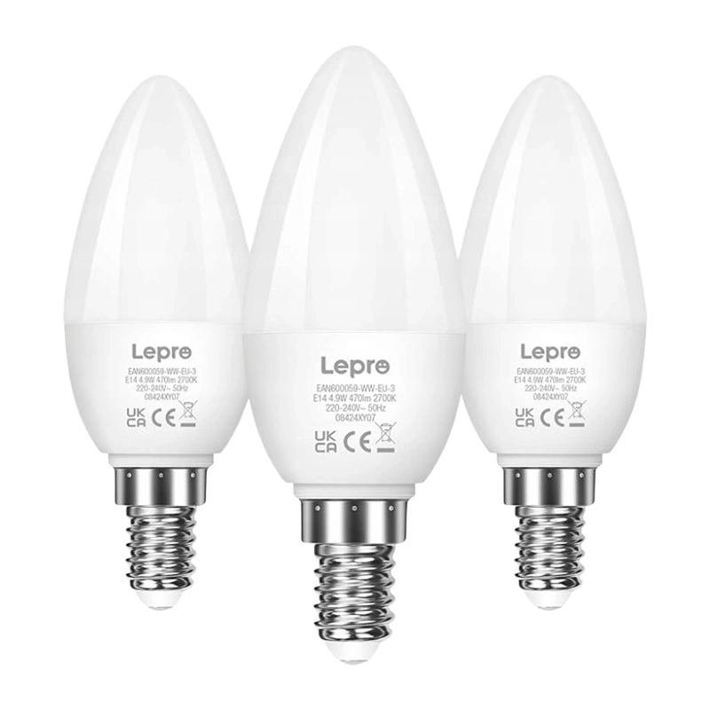 LEPRO 600059-WW-EU-3 LED Bulb, E14, C37, 4.2W (40W), 470 lm, 2700K (warm white), 250°, 3-pack