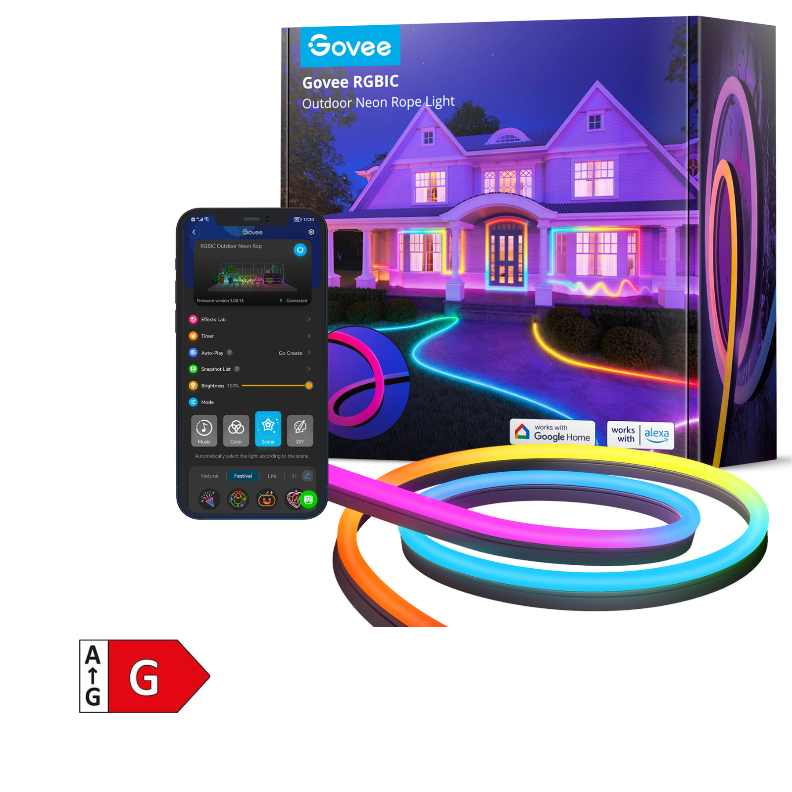 GOVEE RGBIC OUTDOOR NEON STRIP LIGHTS 10 m