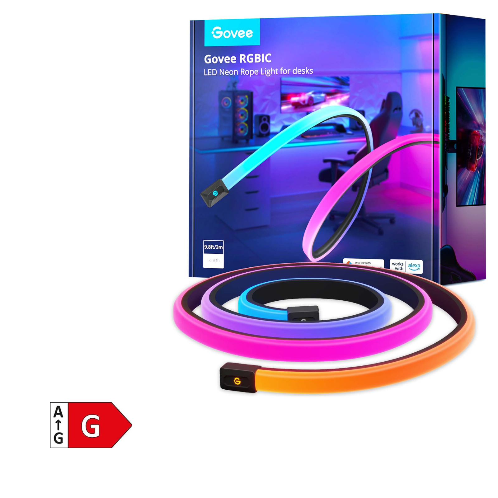 GOVEE RGBIC LED NEON ROPE LIGHT FOR DESKS 3M