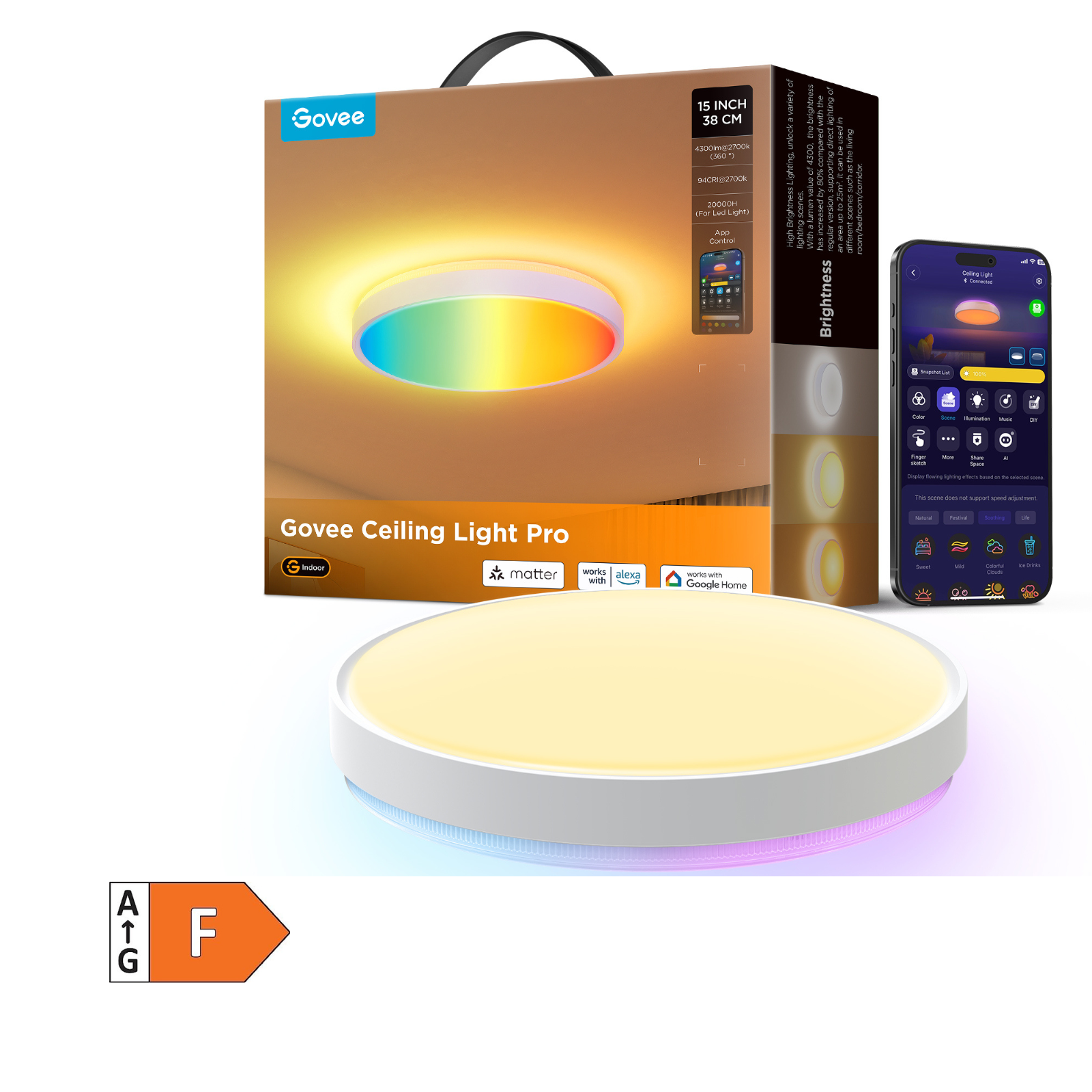 GOVEE 15INCH RGBICWW + RGBICWW ROUND SMART CEILING LIGHT