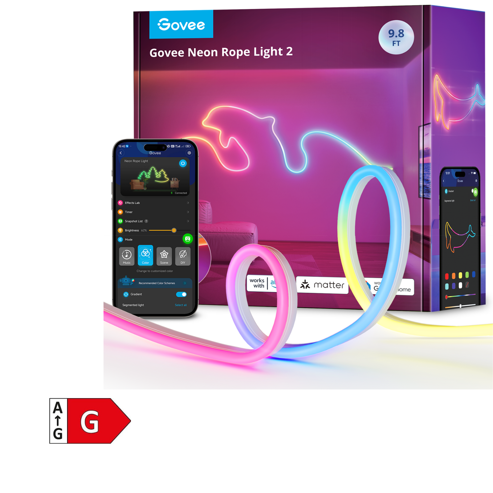 GOVEE NEON ROPE STRIP LIGHT 2 - 3 m