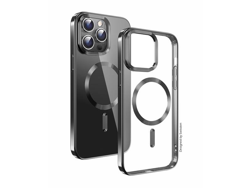 SWISSTEN maskica CLEAR JELLY MagStick za iPhone 16 PRO METALLIC crna!!! - 03090037