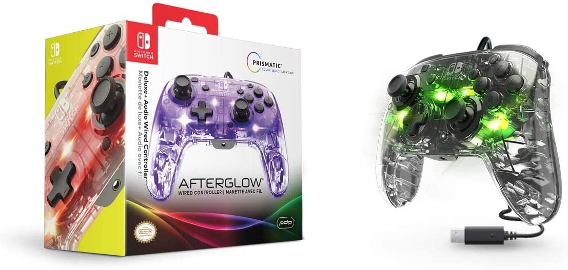 PDP SWITCH 2 & 1 AFTERGLOW WIRED CONTROLLER - TRANSPARENT