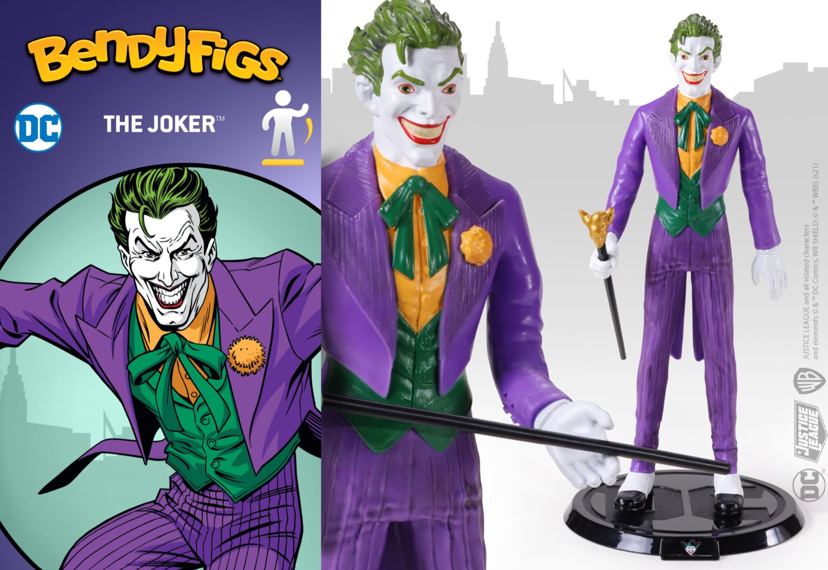 NOBLE COLLECTION Bendyfigs DC Batman (Comic) The Joker Figurine