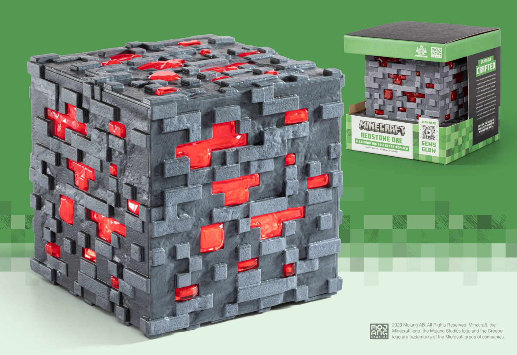 NOBLE COLLECTION Minecraft Illuminating Redstone Ore Replica