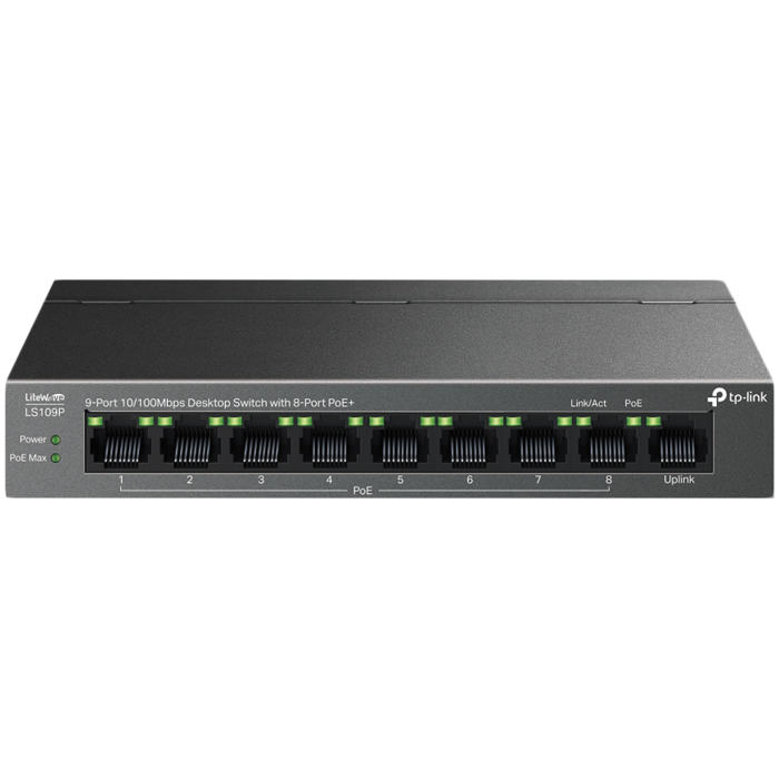 9-Port 10/100Mbps Desktop Switch with 8-Port PoE+