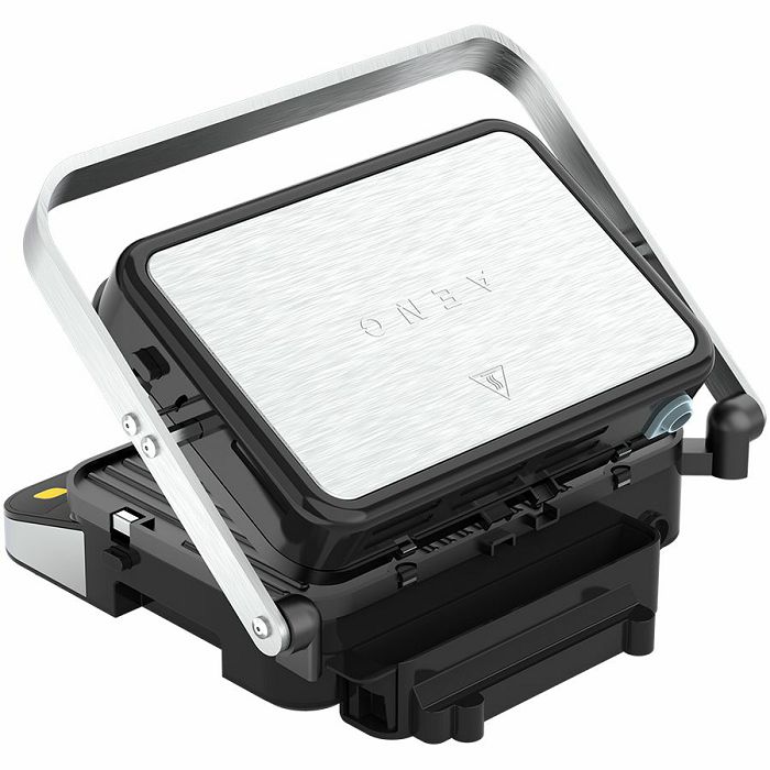 AENO Electric Grill EG1: 2000W, 3 heating modes - Upper Grill, Lower Grill, Both Grills Defrost, Max opening angle -180°, Temperature regulation, Timer, Removable double-sided plates, Plate size 32