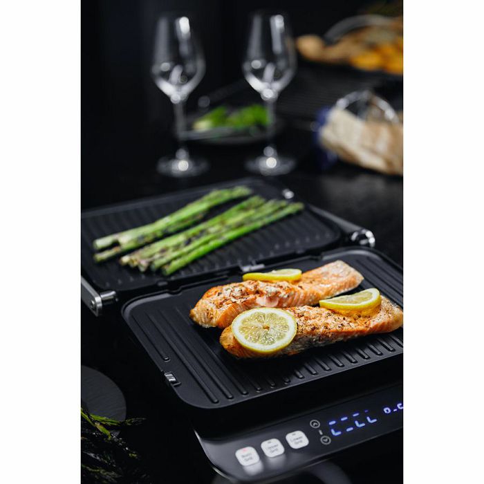 AENO Electric Grill EG1: 2000W, 3 heating modes - Upper Grill, Lower Grill, Both Grills Defrost, Max opening angle -180°, Temperature regulation, Timer, Removable double-sided plates, Plate size 32