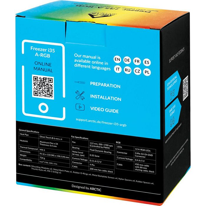 ARCTIC Freezer i35 A-RGB, cooler for INTEL