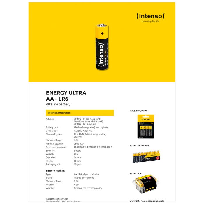 (Intenso) Baterija alkalna, AA LR6/10, 1,5 V, blister 10 kom