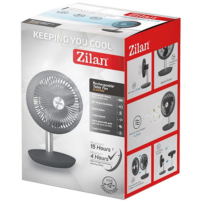 Zilan Ventilator stolni, punjivi, USB - ZLN4000