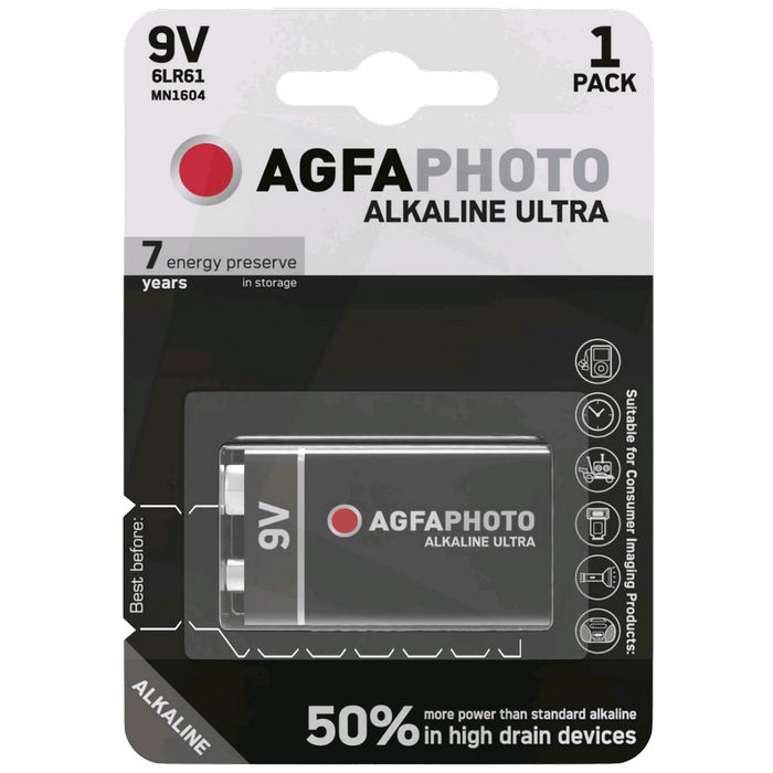 AgfaPhoto Baterija alkalna, 6LR6, 9V, blister 1 kom. - 9V B1