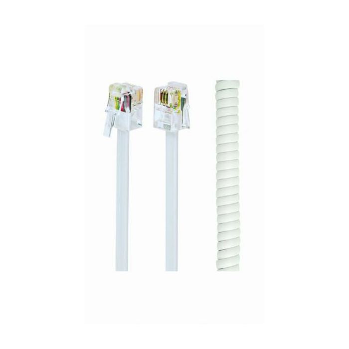 Gembird Telephone handset spiral cord, RJ10 (4P4C), 2 m, white
