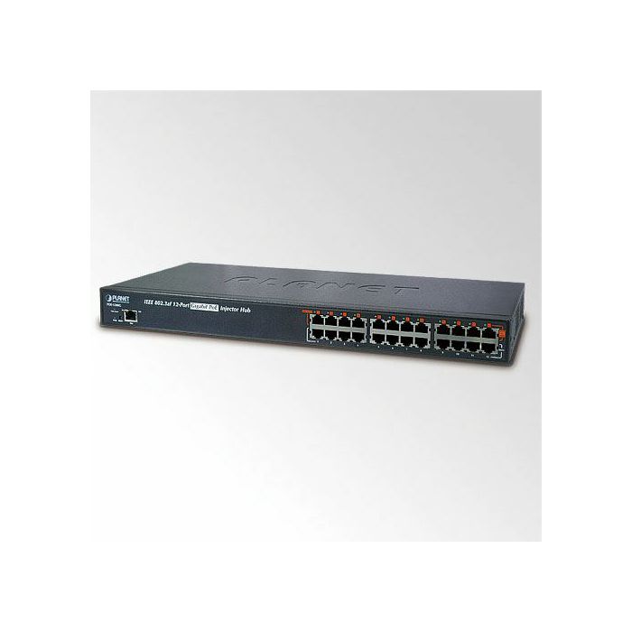 Planet 12-Port Gigabit 802.3at Power over Ethernet Managed Injector Hub (220W)