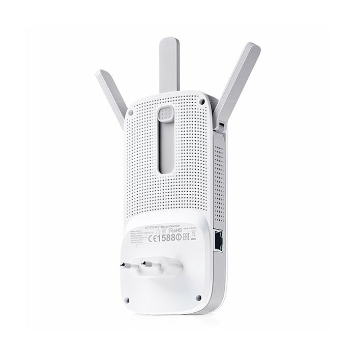 AC1750 Dual Band Wireless Wall Plugged Range Extender, Qualcomm, 1300Mbps at 5Ghz + 450Mbps at 2.4Ghz, 802.11ac/a/b/g/n, 1 10/100/1000M LAN, Ranger Extender button, Range extender mode，with 3 fixed An