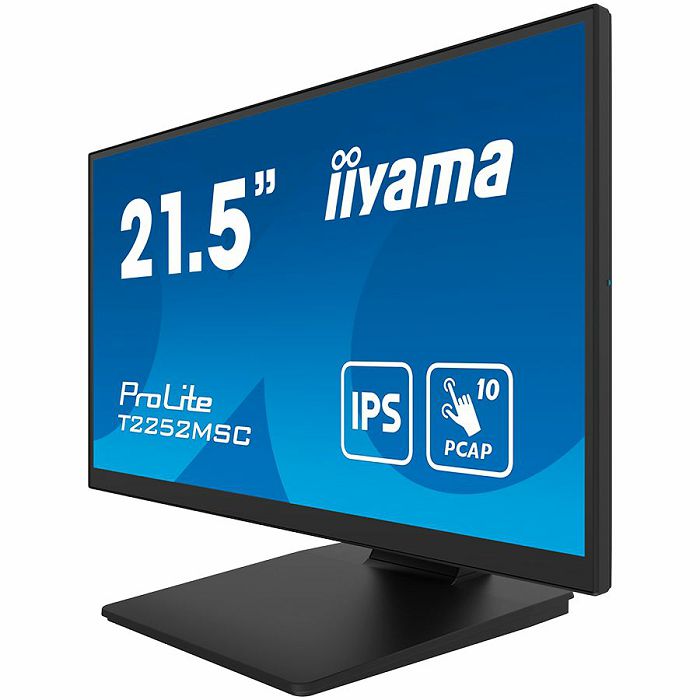 IIYAMA Monitor LED T2252MSC-B2 21.5" IPS TOUCH Capacitive 1920 x 1080, 250 cd/m², 1000:1, 5ms, Touch points 10, Touch method stylus, finger, glove, Touch interface USB, HDMI x1, DisplayPort x1, Speake