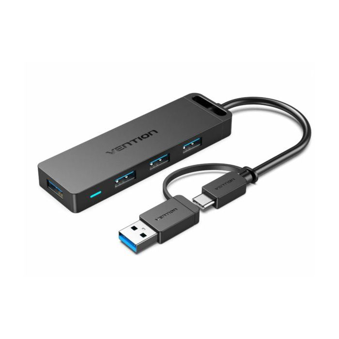 Vention 4-Port USB 3.0 Hub with Type C USB 3.0 2-in-1 Interface and Power Supply 0,15m