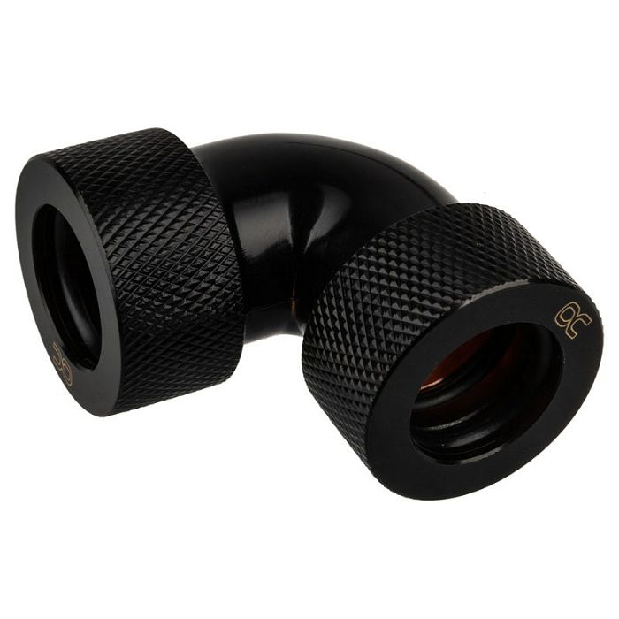 Alphacool HT Adapter 90 Grad 16mm AD auf 16mm AD Hardtube - gerändelt, black 17298