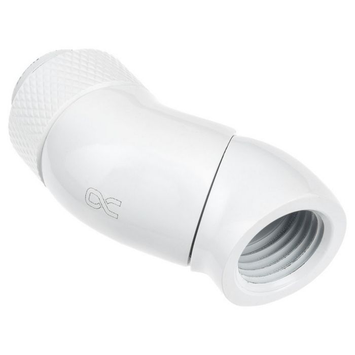 Alphacool Eiszapfen Winkeladapter, 45 Grad, doppelt, drehbar, G1/4 AG auf G1/4 IG - white 17628