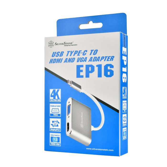 SilverStone SST-EP16C - USB Type-C auf VGA & HDMI Adapter SST-EP16C