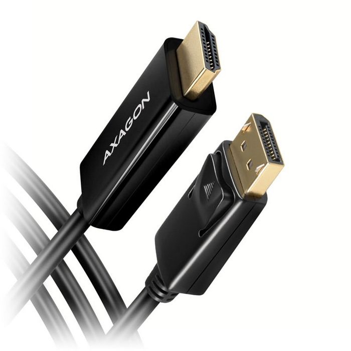 AXAGON RVD-HI14C2 DisplayPort zu HDMI Adapterkabel, 4K/30 Hz, 180 cm lang - black RVD-HI14C2