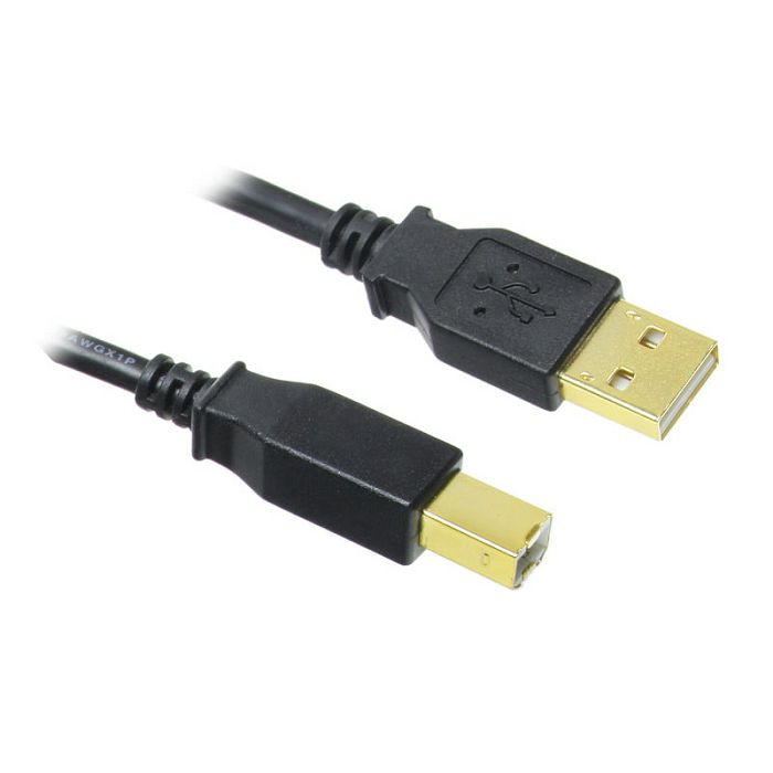 InLine USB 2.0 Kabel, A auf B, vergoldet, black - 10m 34550S